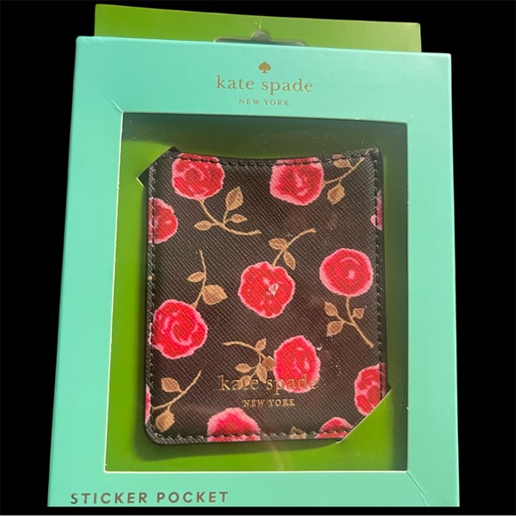 Kate Spade Black Sticker Pocket with Ditsy Rose Print🌹🌹 - Picture 2 of 5